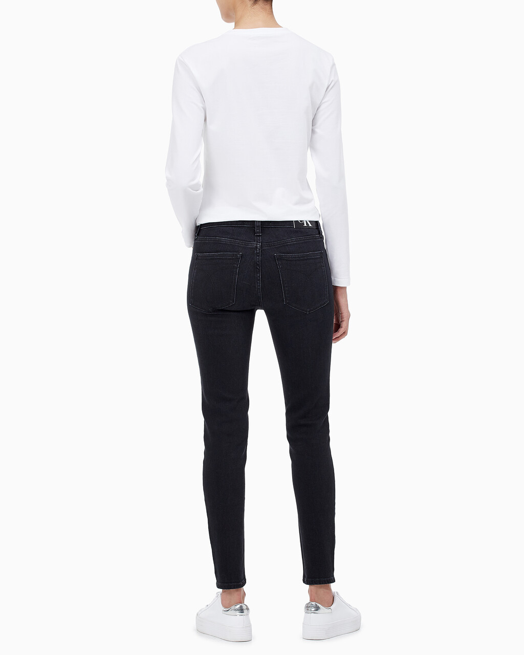 Buy 여성 바디핏 5 포켓 앵클 블랙 데님 in color WASHED BLACK LOGO LACE