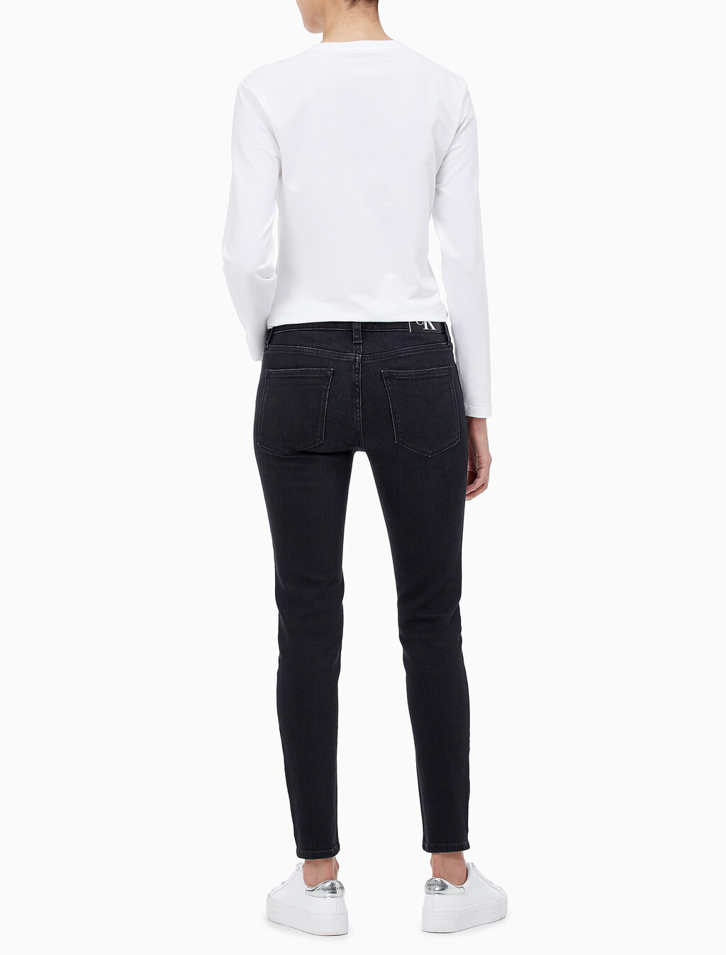 Buy 여성 바디핏 5 포켓 앵클 블랙 데님 in color WASHED BLACK LOGO LACE