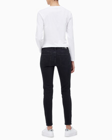 Buy 여성 바디핏 5 포켓 앵클 블랙 데님 in color WASHED BLACK LOGO LACE