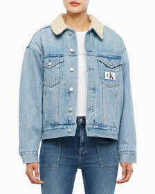 Buy 여성 쉐르파 데님 자켓 in color 028A CHALKY BLU