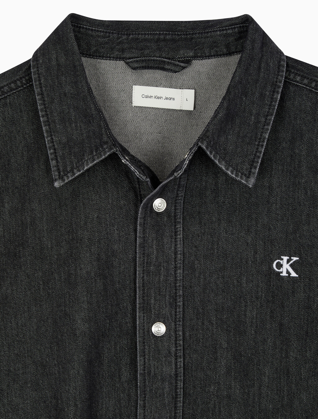 Buy 남성 릴렉스핏 데님 셔츠 in color WASHED BLACK LOGO LACE