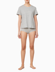 Buy 여성 100% 코튼 슬립웨어 클래식 티셔츠 in color GREY HEATHER