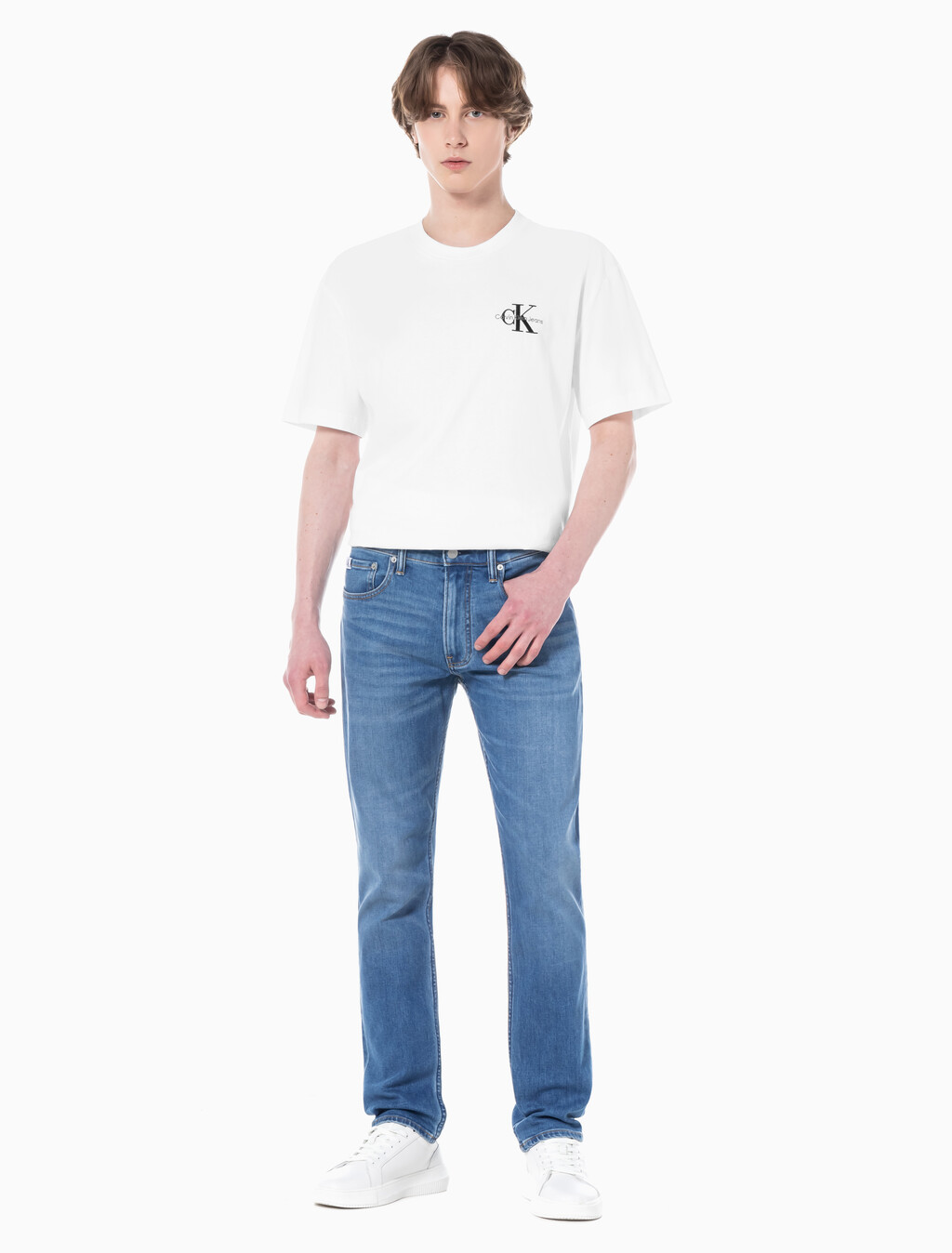 Buy 남성 어센틱 스트레이트핏 미드블루 37.5 기능성 데님 in color CHALKY BLUE