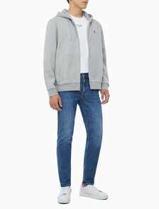 Buy 남성 아카이브 로고 플리스 후드 집업 in color GREY HEATHER