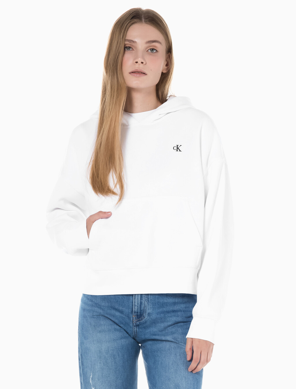 Buy 여성 아카이브 로고 플리스 후디 in color BRILLIANT WHITE