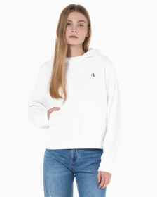 Buy 여성 아카이브 로고 플리스 후디 in color BRILLIANT WHITE