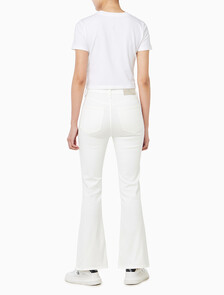 Buy 여성 하이라이즈 플레어 데님 in color WHITE