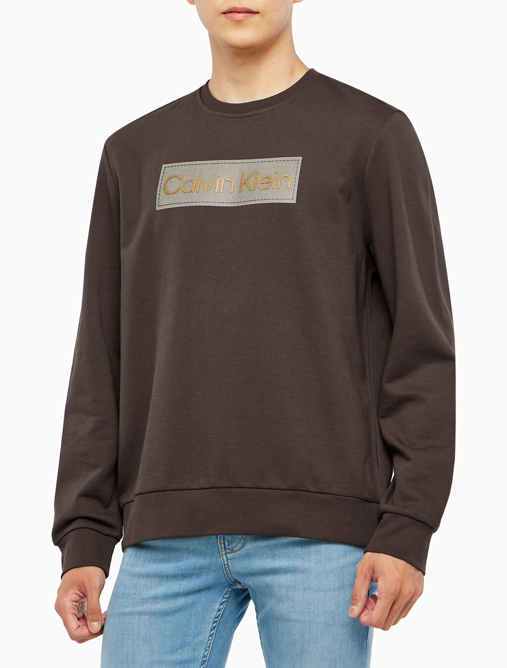 Buy 남성 롱슬리브 스텐실로고 테리 크루넥 스웻셔츠 in color DARK GREY