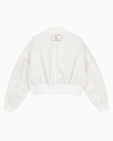 Buy 여성 릴렉스핏 크롭 보머 재킷 in color WHITE