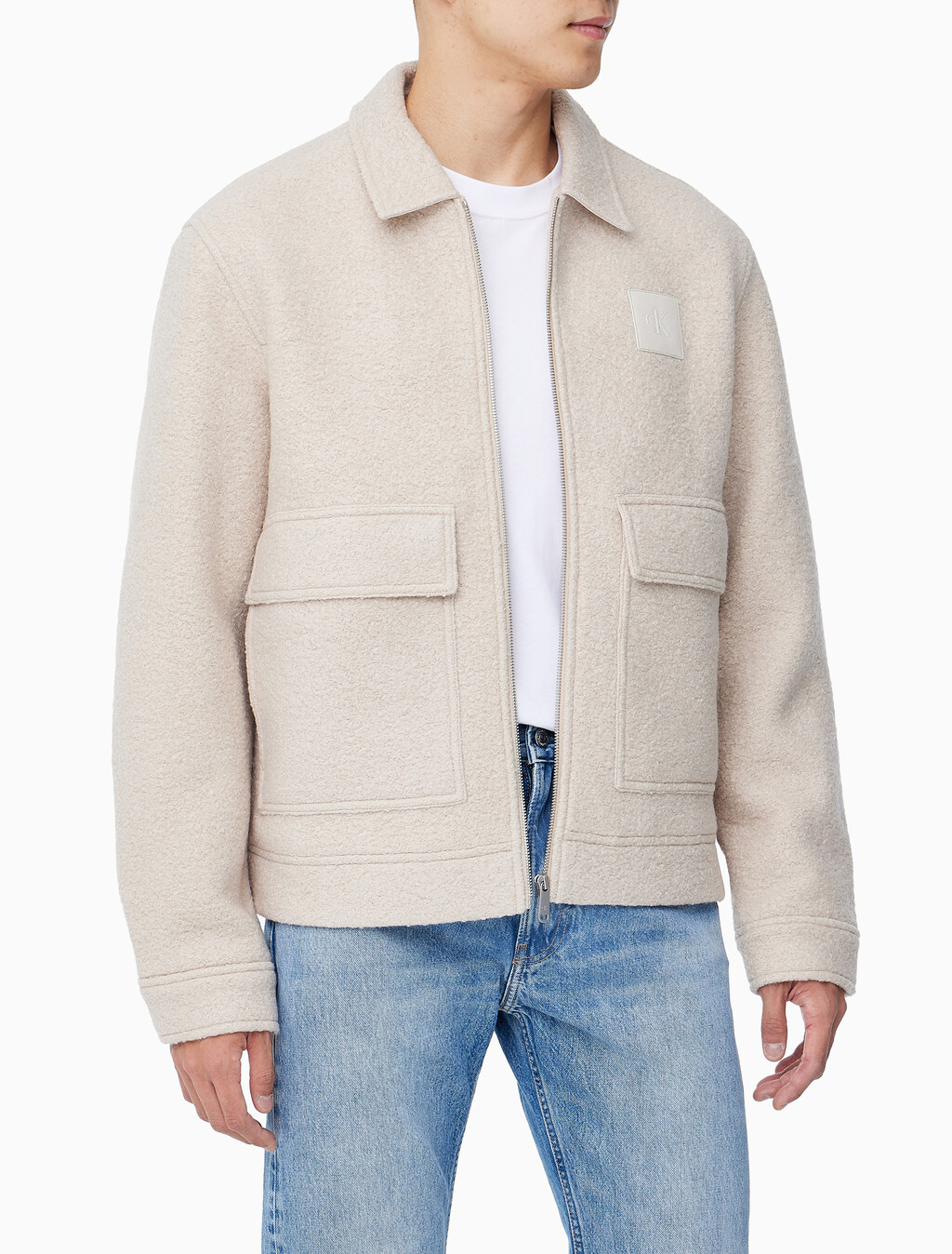 Buy 남성 릴렉스핏 텍스처 울 자켓 in color LIGHT BEIGE