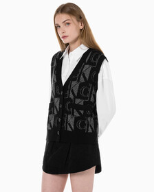 Buy 여성 프리미엄 라인 메탈릭 올오버프린트 베스트 in color CK BLACK