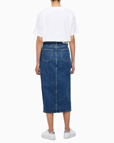 Buy 여성 맥시 데님 스커트 in color MID BLUE BACK EMBRO