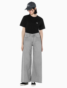 Buy 여성 로우라이즈 루즈핏  그레이  데님 in color GREY STEPPED RELEASE HEM