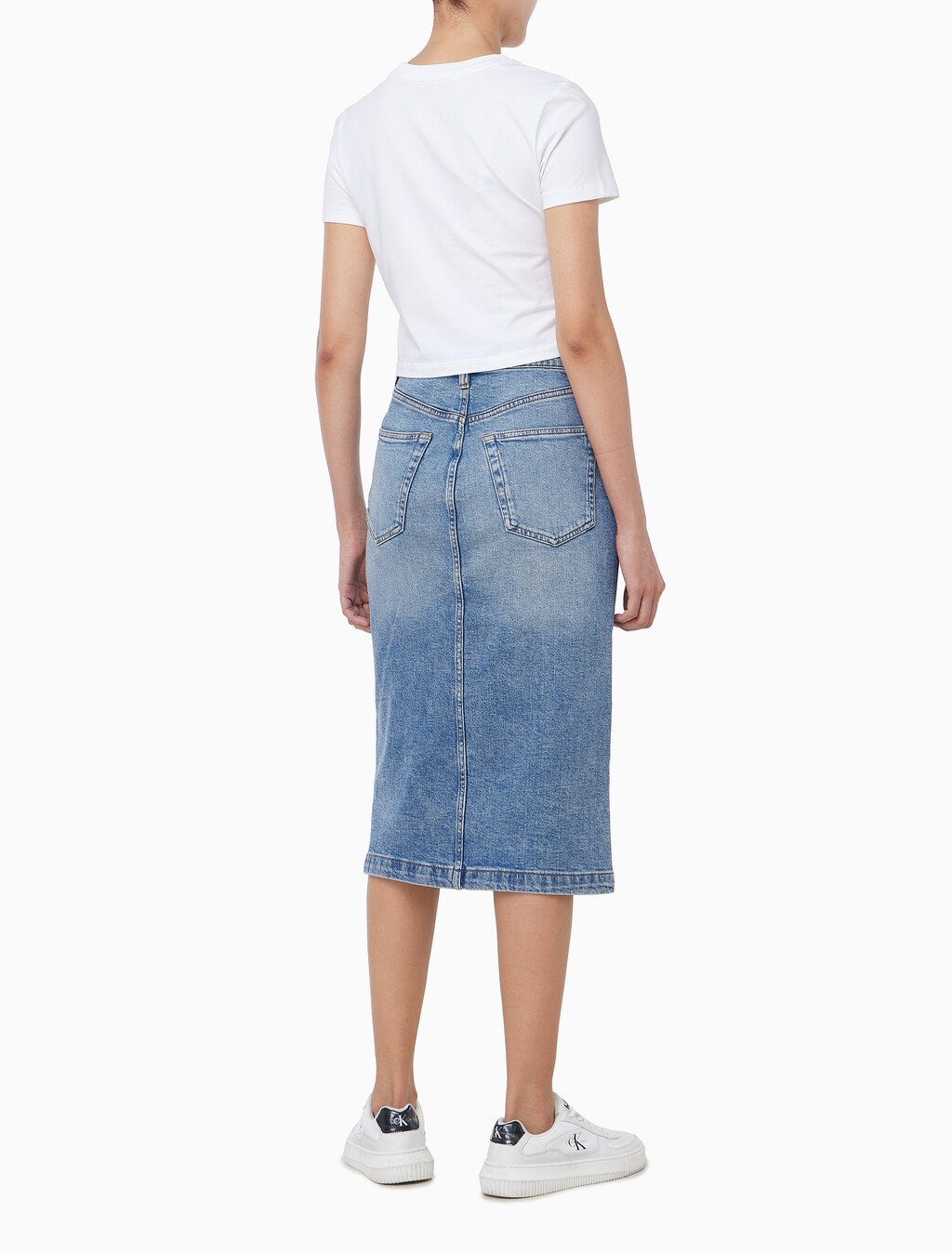Buy 여성 데님 집 프론트 스커트 in color Light blue