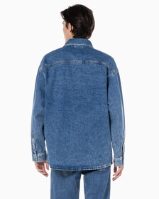 Buy 남성 박시 루즈핏 데님 셔츠 in color MID BLUE BACK EMBRO