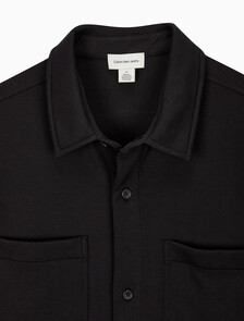 Buy 남성 릴렉스핏 텍스처 피케 반팔 오버 셔츠 in color BLACK