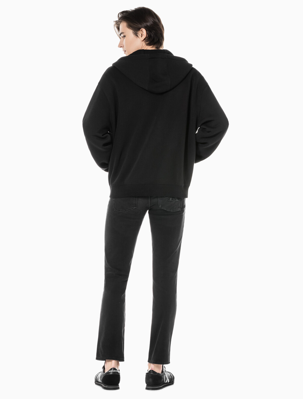 Buy 남성 바디핏 스트레치 블랙 데님 in color WASHED BLACK LOGO LACE