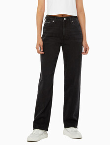 Buy 여성 90's 스트레이트핏 블랙 데님 in color WASHED BLACK LOGO LACE