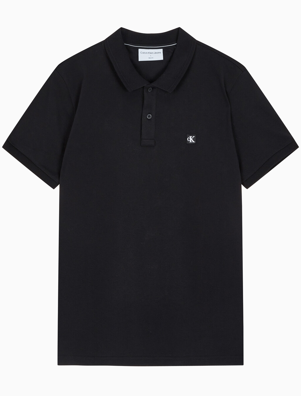 Buy 남성 슬림핏 CK 로고 뱃지  폴로 티셔츠 in color CK BLACK