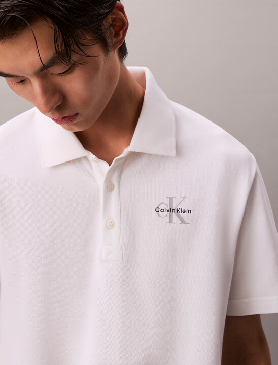 이지 모노로고 캐주얼 피크 폴로 티