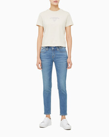 Buy 여성 1987 로고 베이비핏 반팔 티셔츠 in color BLUR FLORAL_BLACK