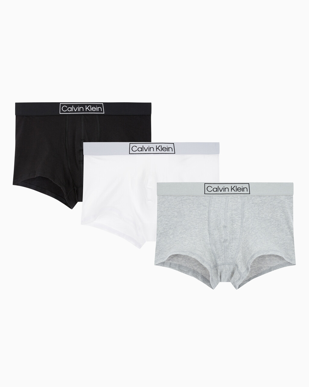 Buy 남성 CK 리이미진드 헤리티지 3PK 트렁크 in color BLACKGREY HEATHERWHITE