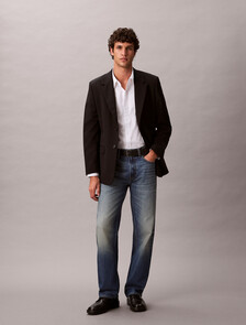 Buy 남성 90's 스트레이트핏 미드블루 럭스라인 기모 데님 in color mid blue