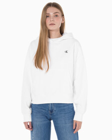 Buy 여성 아카이브 로고 플리스 후디 in color BRILLIANT WHITE