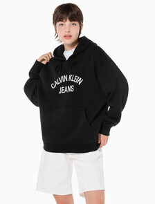 Buy 남녀공용 커브드로고 후디 in color CK BLACK