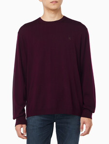 Buy 남성 메리노 울 크루넥 스웨터 in color Crimson red