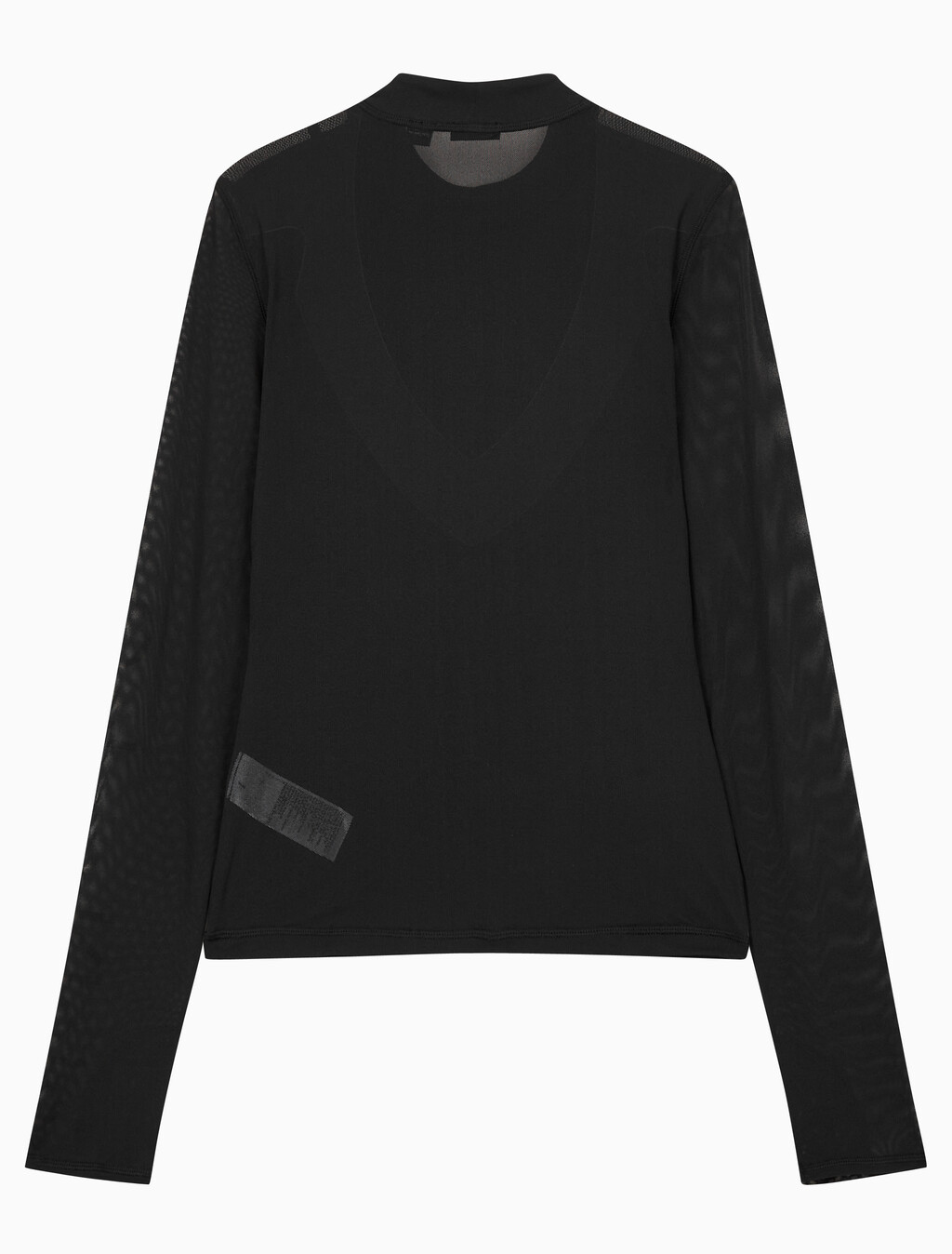 Buy 여성 슬림핏 매쉬 롱슬리브 탑 in color BLACK