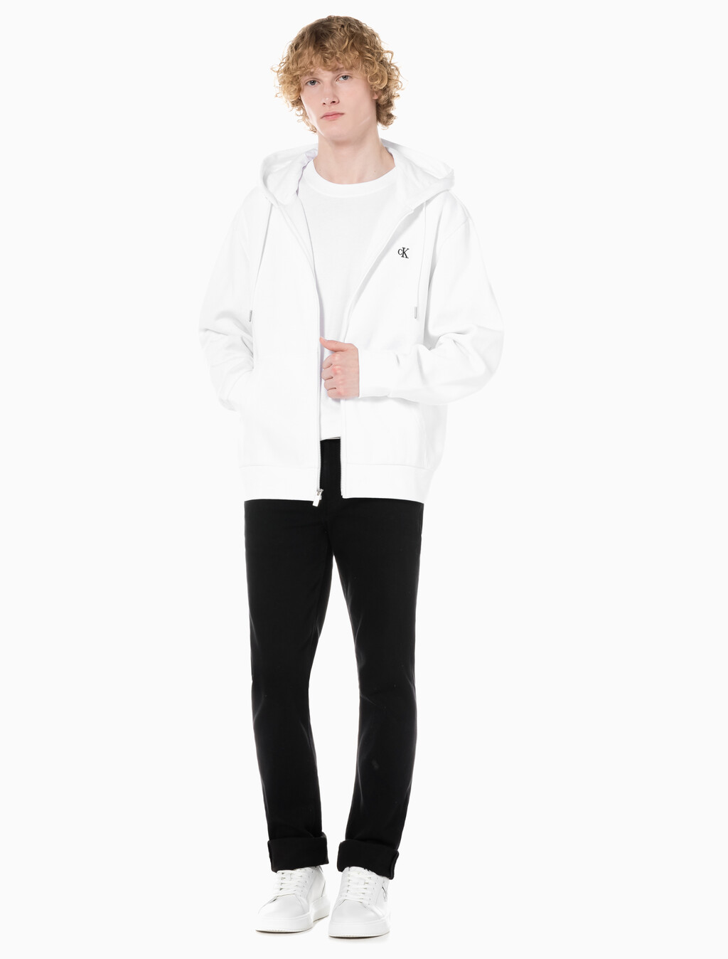 Buy 남성 바디핏 기모 블랙 데님 in color WASHED BLACK LOGO LACE