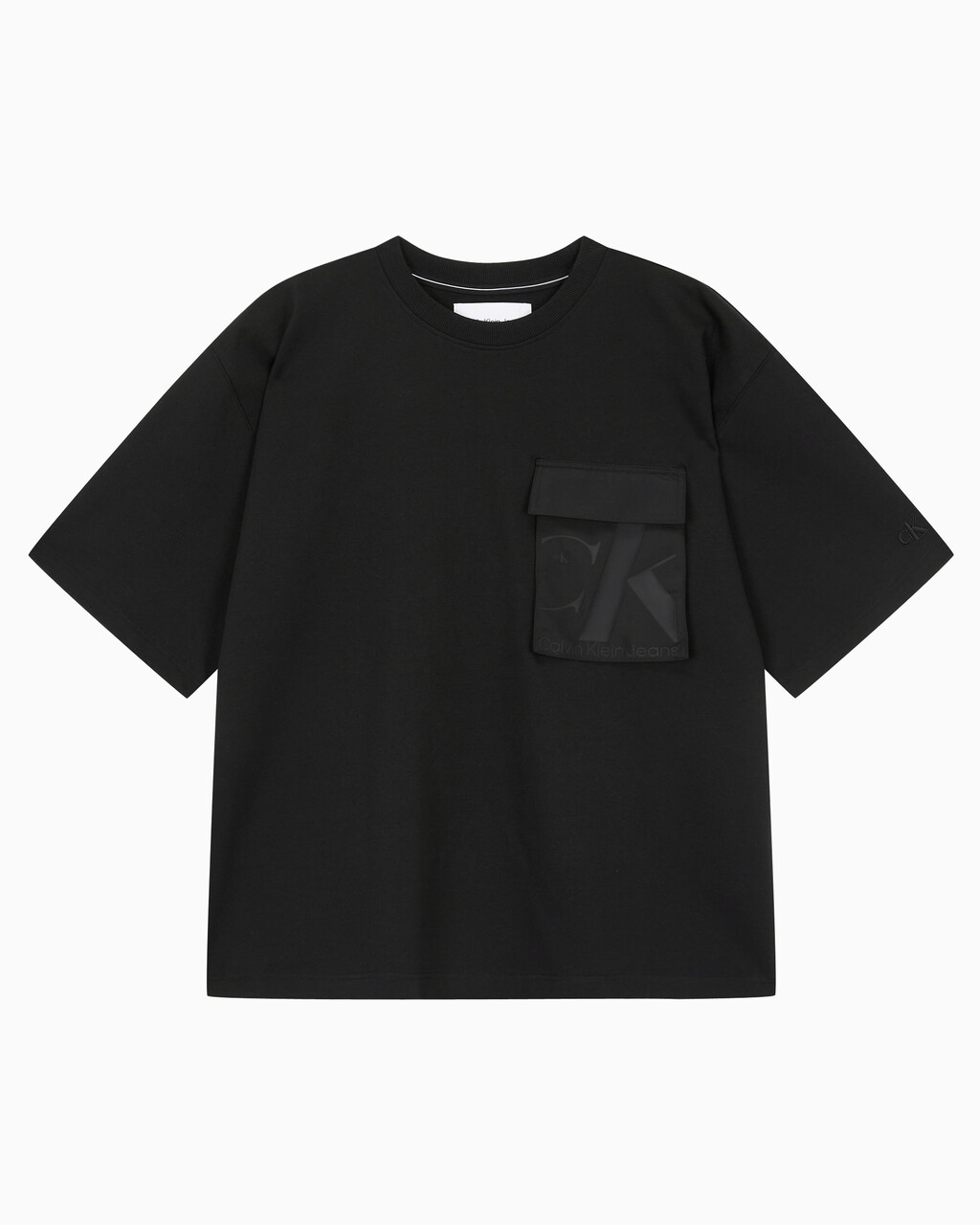 Buy 남성 오버사이즈 우븐 포켓 반팔 스웻셔츠 in color CK BLACK