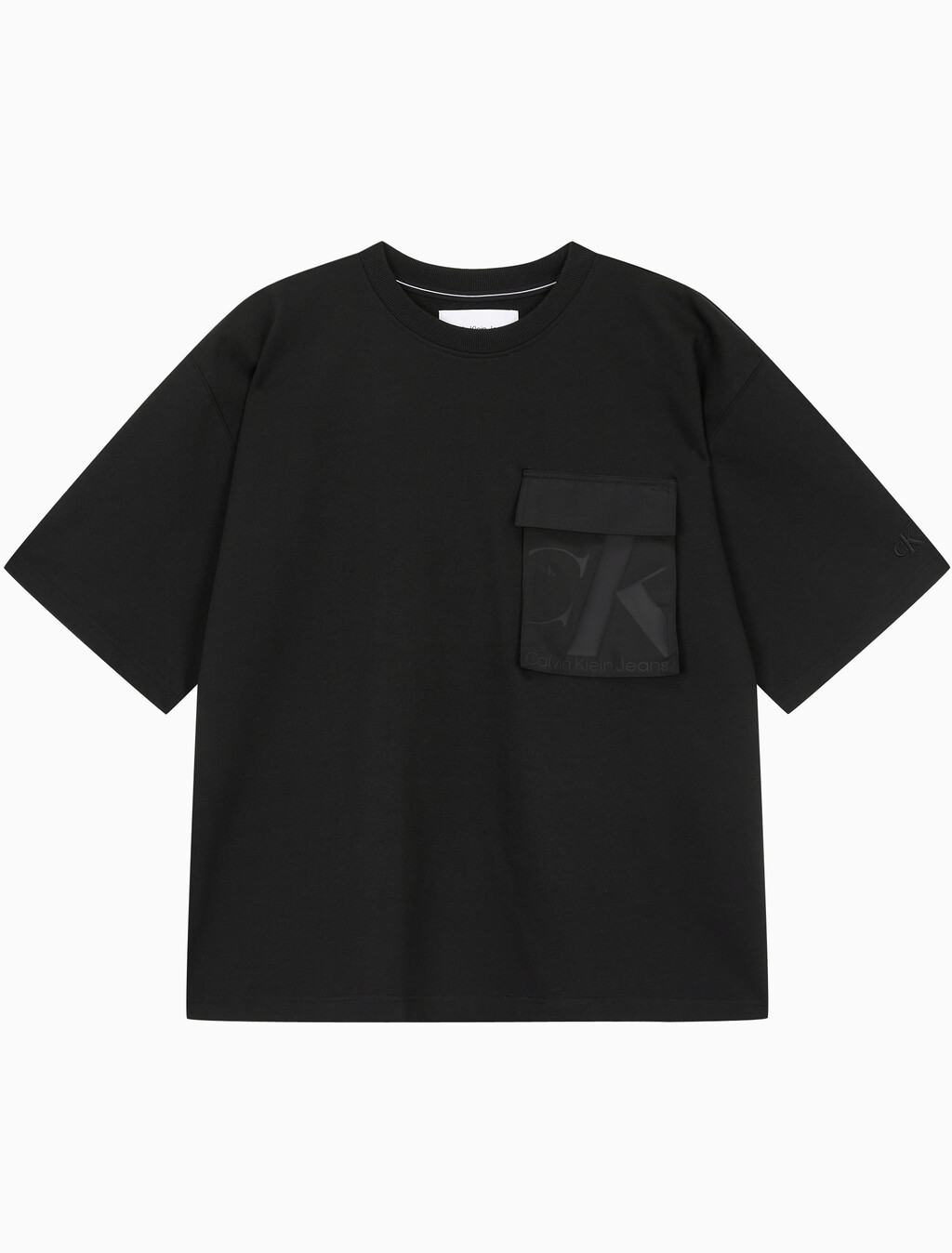 Buy 남성 오버사이즈 우븐 포켓 반팔 스웻셔츠 in color CK BLACK