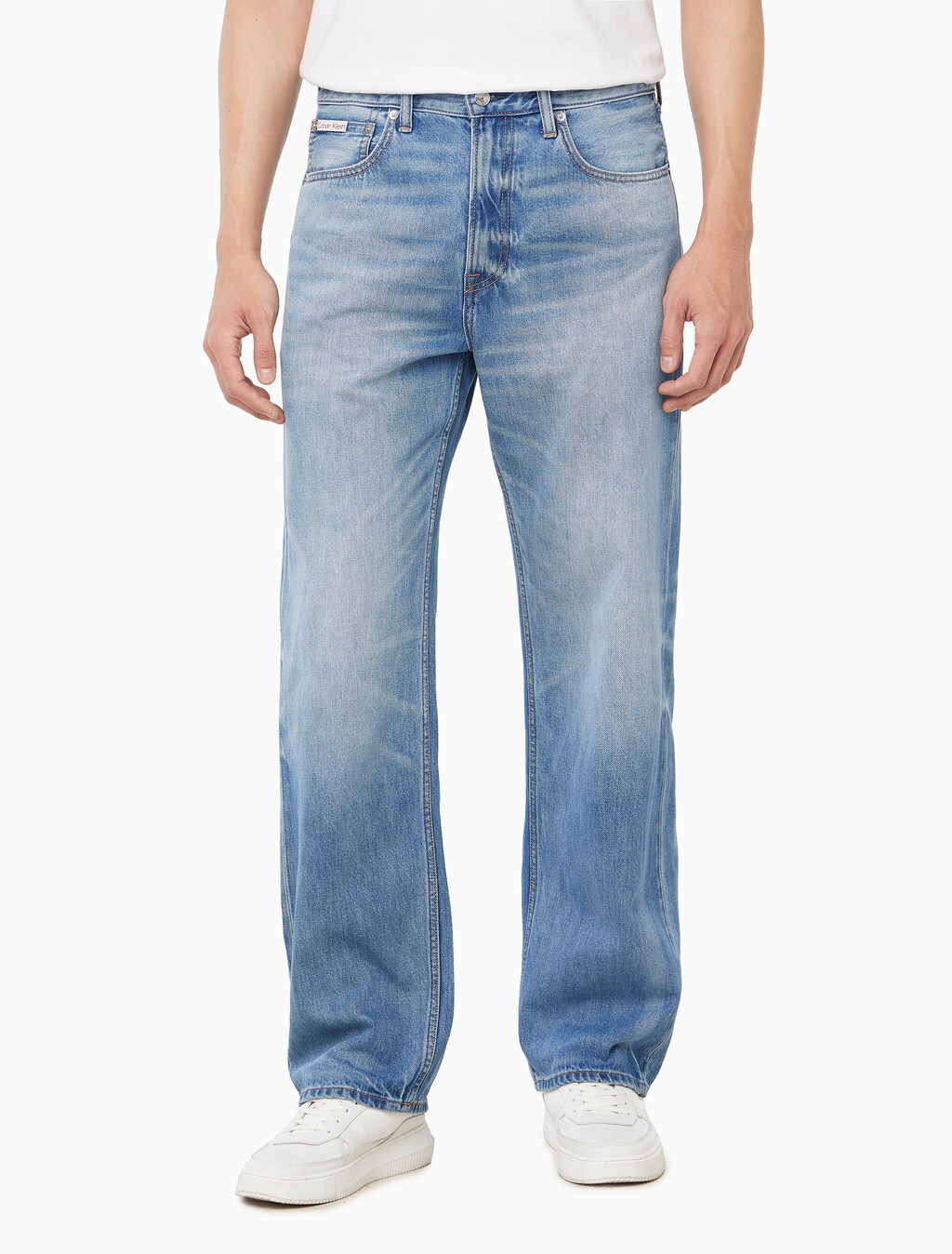 Buy 남성 90S 스트레이트 쿨 진 in color Mid blue