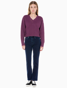 Buy 여성 하이라이즈 슬림 스트레이트핏 기모 블루블랙 데님 in color BLUE BLACK HANGER LOOP