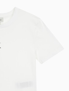 Buy 여성 슬림핏 베이비 크롭 반팔 티셔츠 in color BRIGHT WHITE