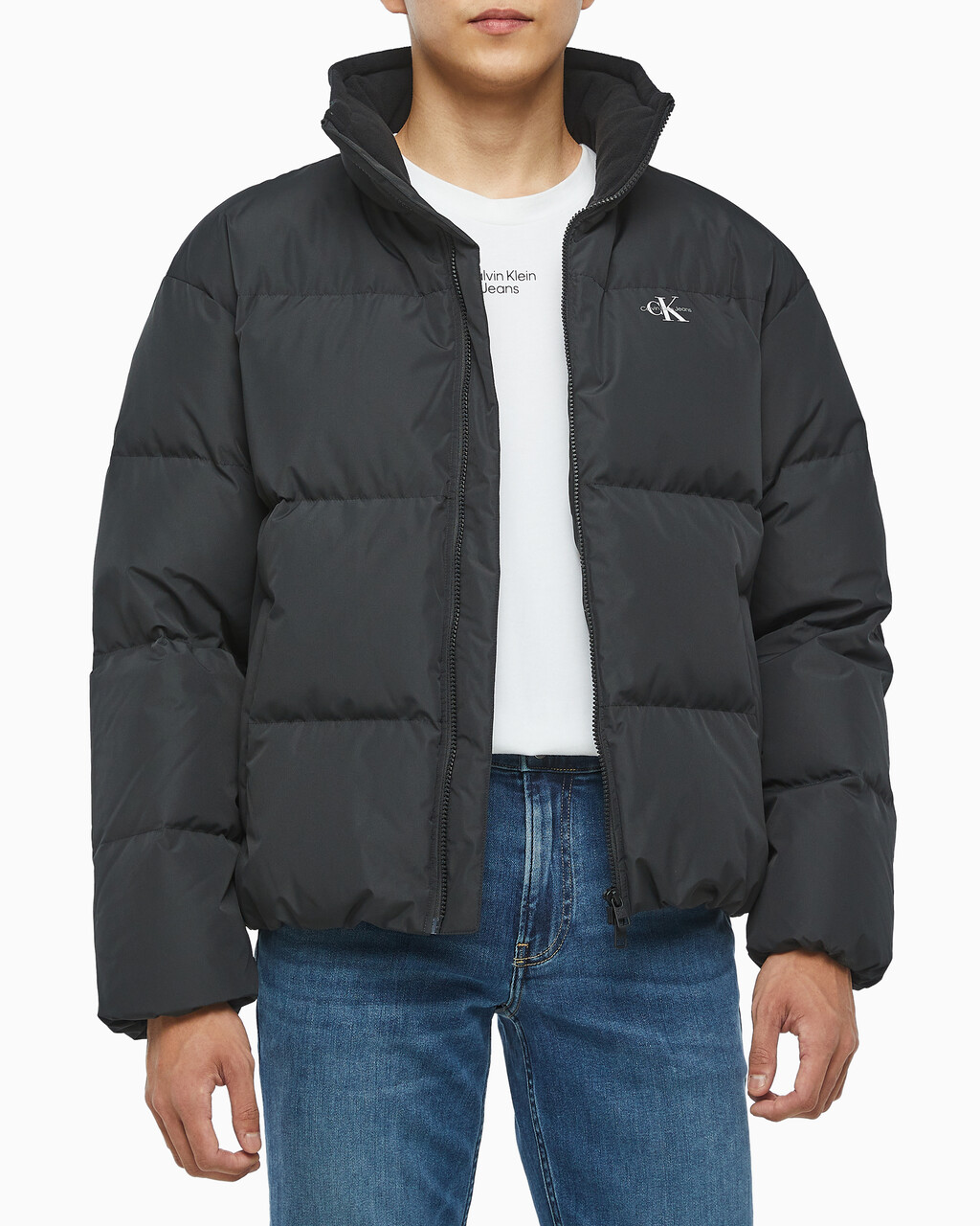 Buy 남녀공용 릴렉스 숏 다운 푸퍼 in color CK BLACK