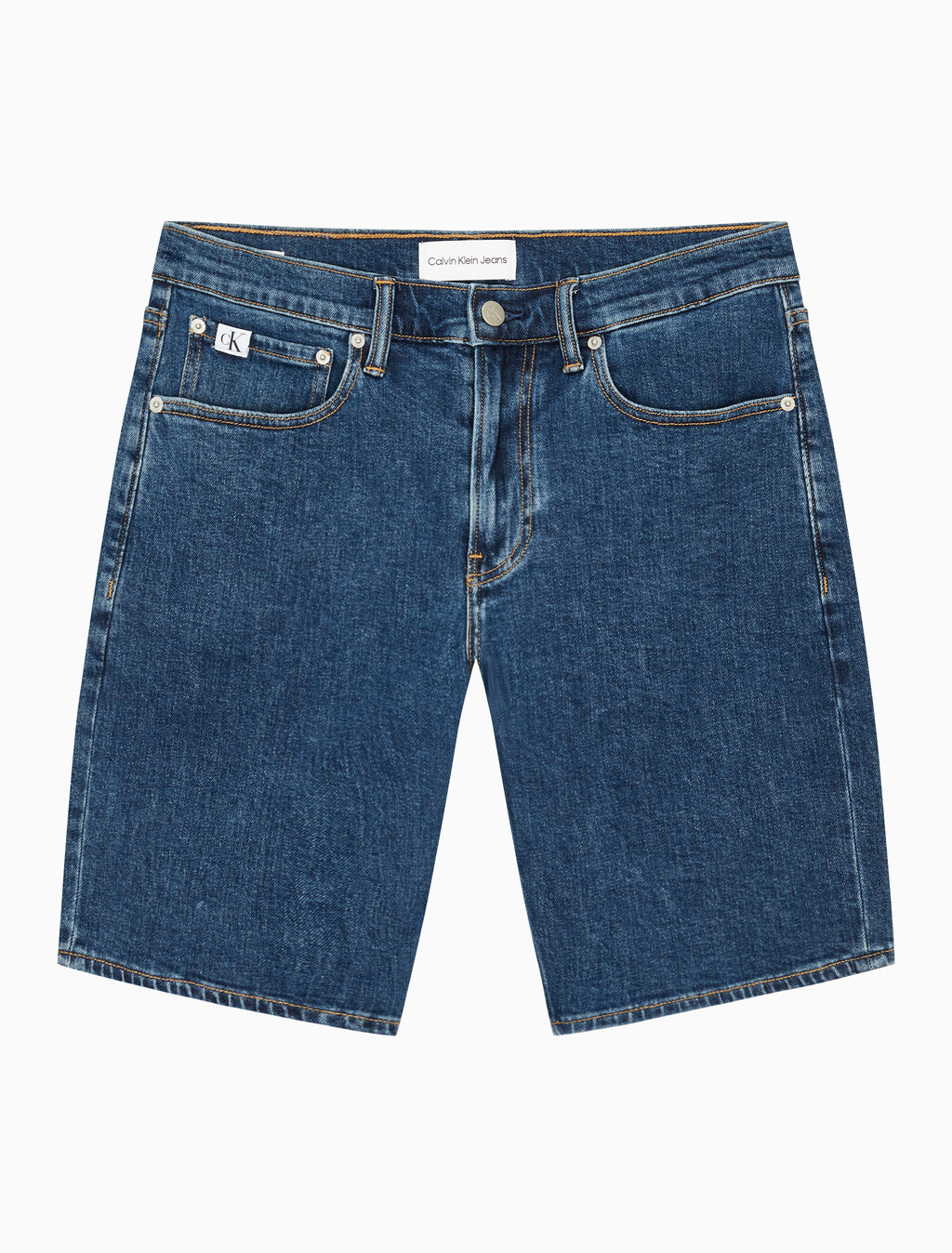 Buy 남성 레귤러 미드블루 데님 쇼츠 in color MID BLUE BACK EMBRO