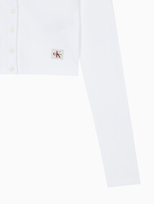 Buy 여성 우븐라벨 베이비립 가디건 in color BRIGHT WHITE