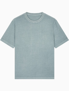 Buy 남성 오버핏 빈티지 워시 프린트 반팔 티셔츠 in color BLUE