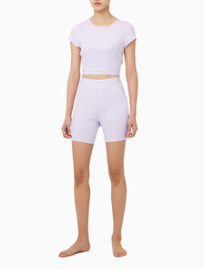 Buy 여성 코튼 스트레치 립 리브드 크롭티 in color LILAC QUARTZ