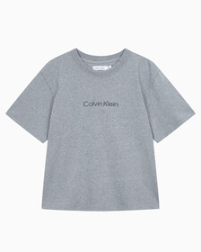 Buy 여성 릴렉스드 스탠다드로고 크루넥 반팔 티셔츠 in color MEDIUM GREY HEATHER
