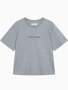 Buy 여성 릴렉스드 스탠다드로고 크루넥 반팔 티셔츠  in color MEDIUM GREY HEATHER