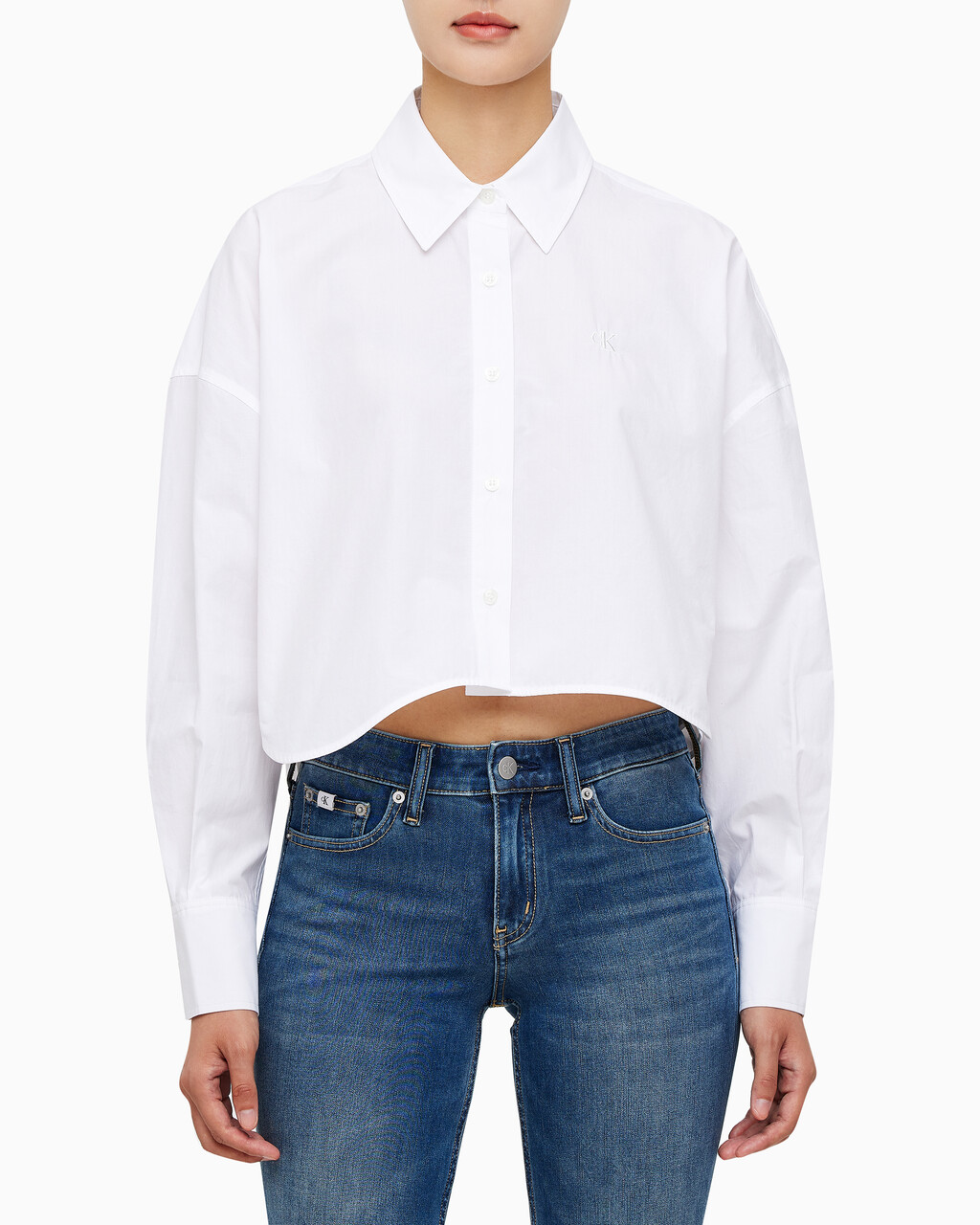 Buy 여성 크롭 패션 셔츠 in color BRIGHT WHITE