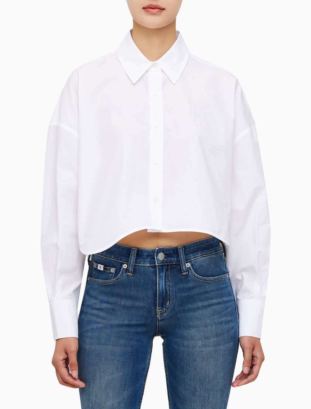 Buy 여성 크롭 패션 셔츠 in color BRIGHT WHITE