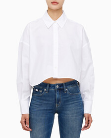 Buy 여성 크롭 패션 셔츠 in color BRIGHT WHITE