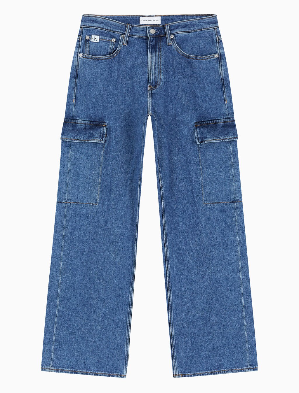 Buy 남성 90's 루즈핏 카고 데님 in color MID BLUE BACK EMBRO