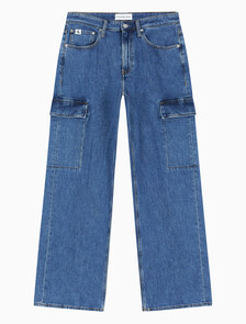 Buy 남성 90's 루즈핏 카고 데님 in color MID BLUE BACK EMBRO