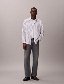 Buy 남성 스트라이프 워시드 팝플린 릴렉스 셔츠 in color BRILLIANT WHITE